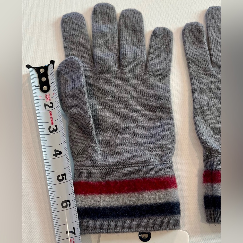 Moncler NWT Virgin Wool Grey Tri Color Gloves XL Unisex - Picture 4 of 7